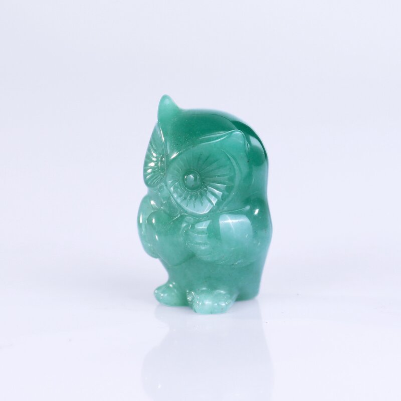 Owl Carving Manufacturer - Natural Green Aventurine Baby Owl Engraved