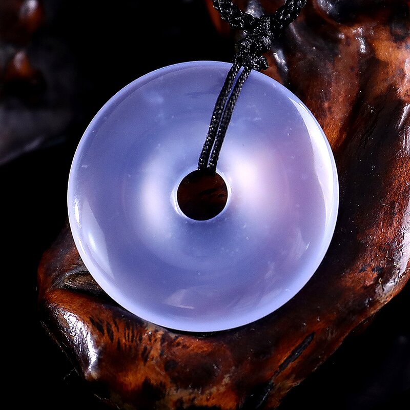 Crystal Pendant Manufacturer - 30mm Blue Chalcedony Donut Lucky Coin Charm