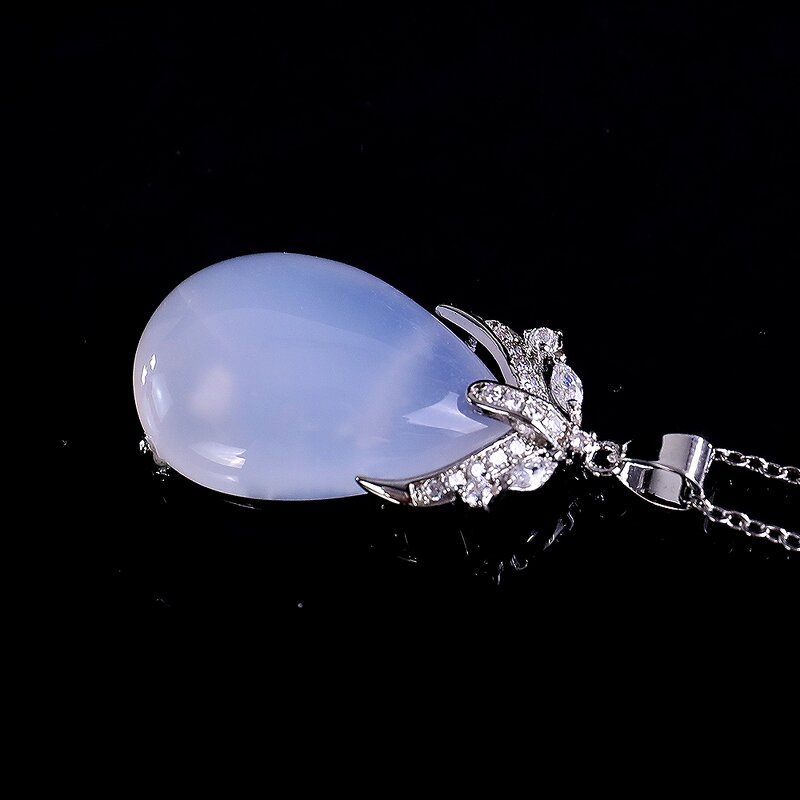 Pendant Necklace Manufacturer - Custom Sliver 925 with Natural Blue Chalcedony