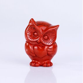Owl Crystal Statue Manufacturer - Red Jasper Baby Owl Highly Realistic Carved