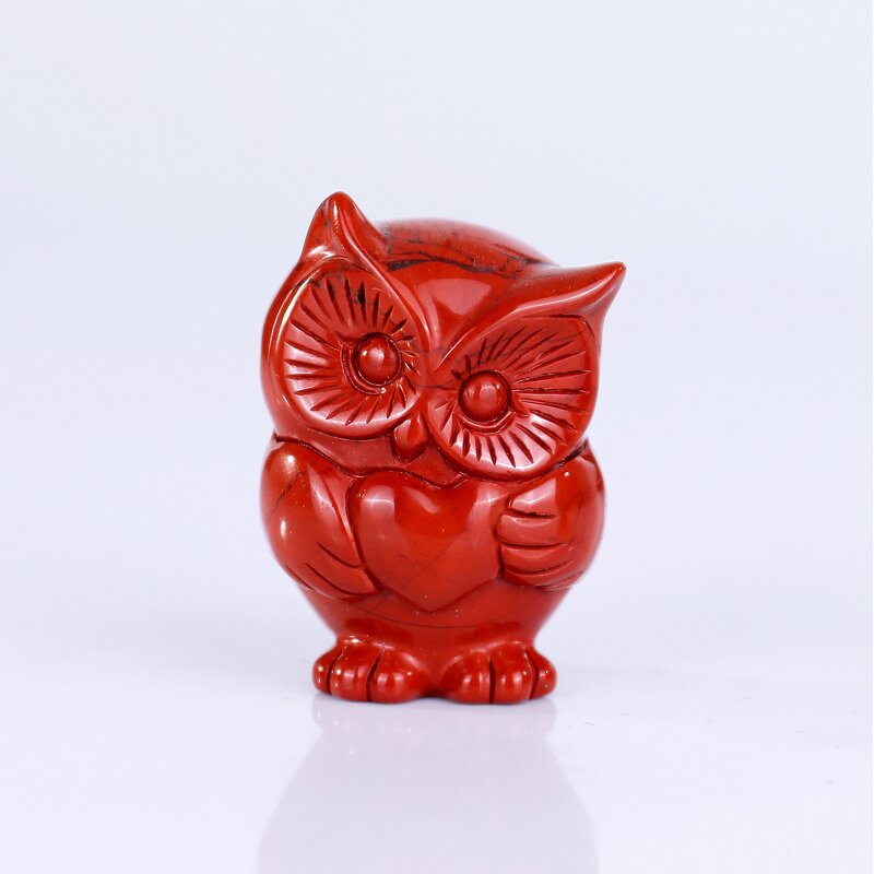 Owl Crystal Statue Manufacturer - Red Jasper Baby Owl Highly Realistic Carved