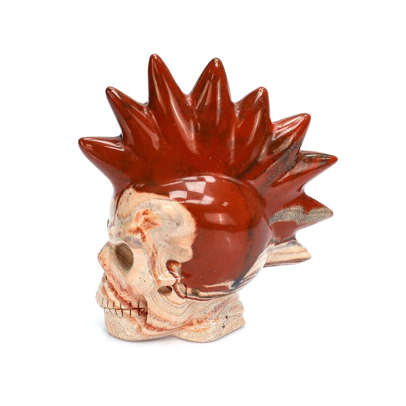 Crystal Skull Manufacturer - Natural Red Jasper Punk Engraved Healing & Customizable