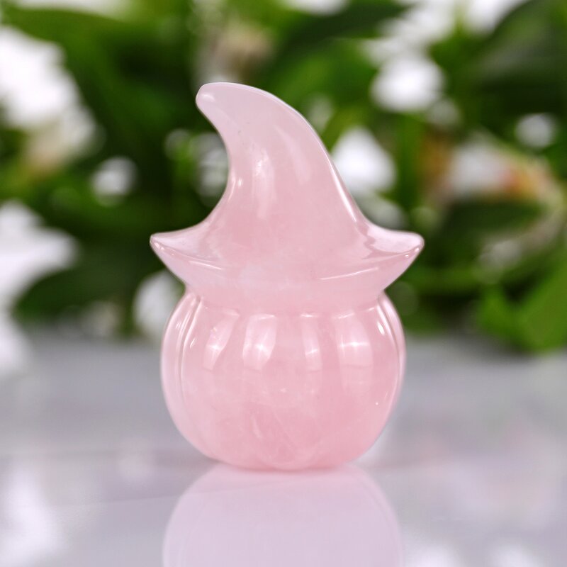 Pumpkin Skull Manufacturer - Natural Rose Quartz Wizard Hat Feng Shui