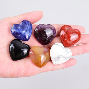 Crystal Heart Manufacturer - Natural 30mm Heart Shaped Carved Healing Gemstone
