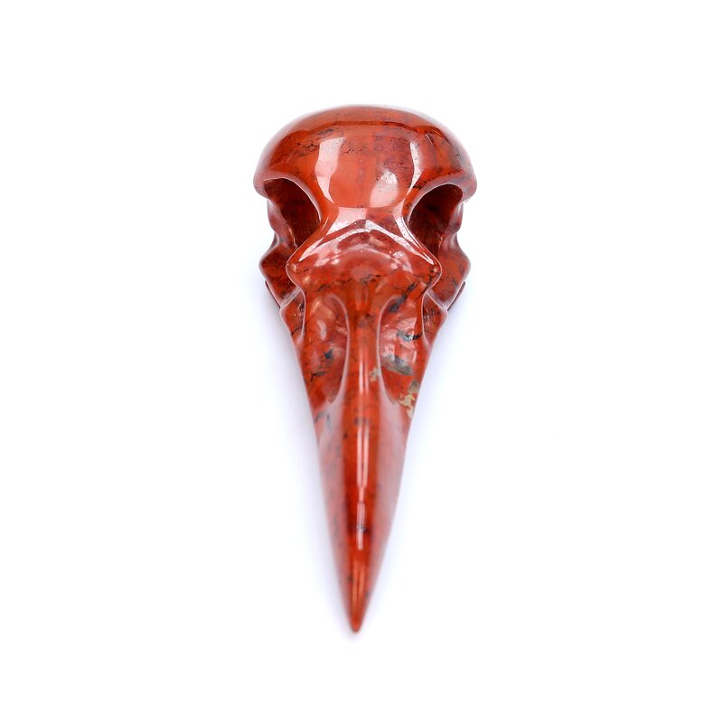 Raven Skull Ornament Manufacturer - Natural Red Jasper Hand Carved for Jewelry