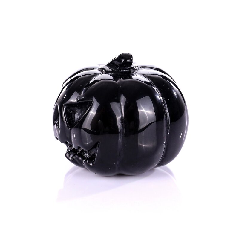 Pumpkin Figurine Manufacturer - Black Obsidian Hand Carved for Halloween