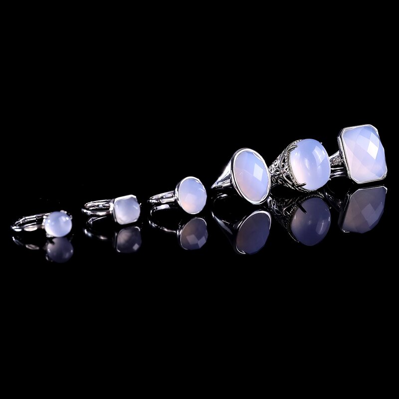Crystal Ring Manufacturer - 925 Sterling Silver Natural Blue Chalcedony