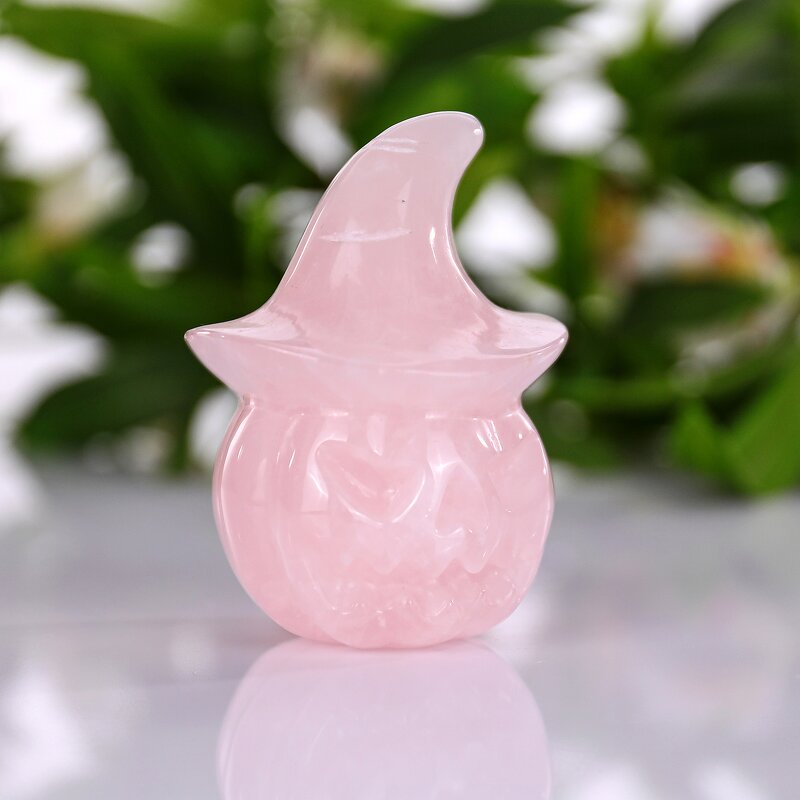 Pumpkin Skull Manufacturer - Natural Rose Quartz Wizard Hat Feng Shui
