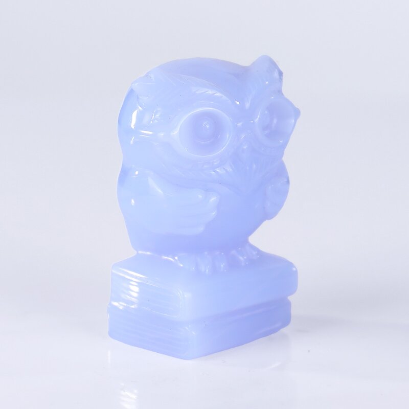 Owl Carving Manufacturer - Natural Blue Chalcedony Customized Hand Carved