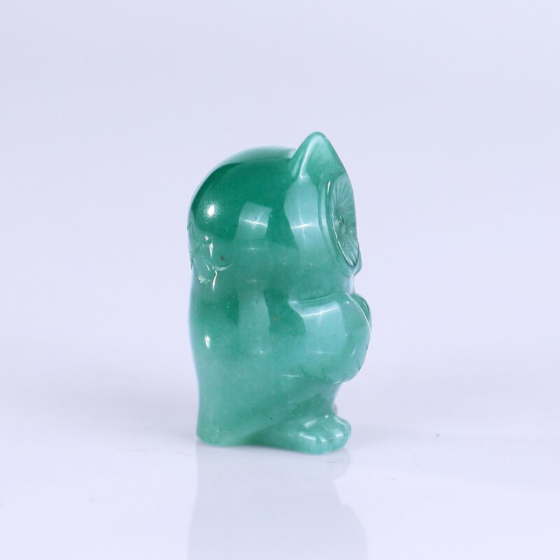 Owl Carving Manufacturer - Natural Green Aventurine Baby Owl Engraved