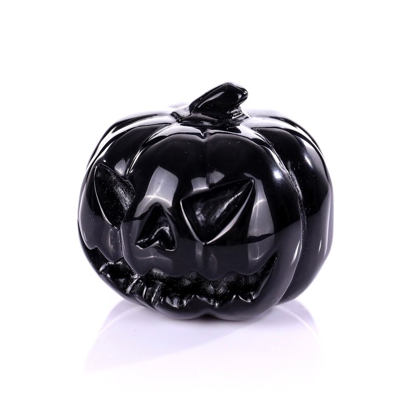 Pumpkin Figurine Manufacturer - Black Obsidian Hand Carved for Halloween