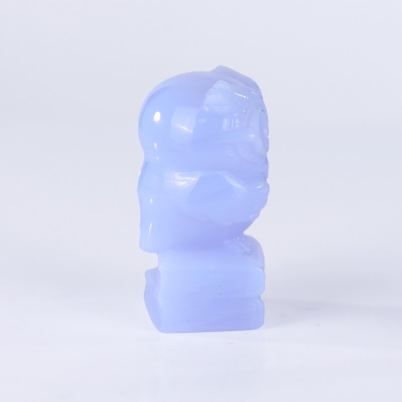 Owl Carving Manufacturer - Natural Blue Chalcedony Customized Hand Carved
