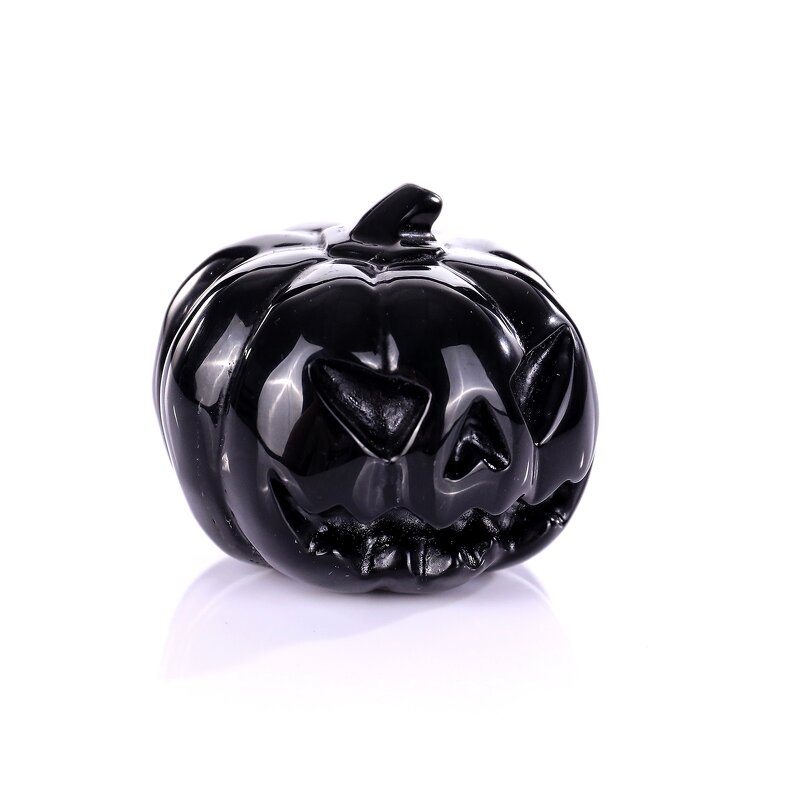 Pumpkin Figurine Manufacturer - Black Obsidian Hand Carved for Halloween