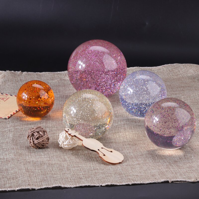 Glitter Acrylic Crystal Ball - Factory Wholesale Home Decor Plastic Resin