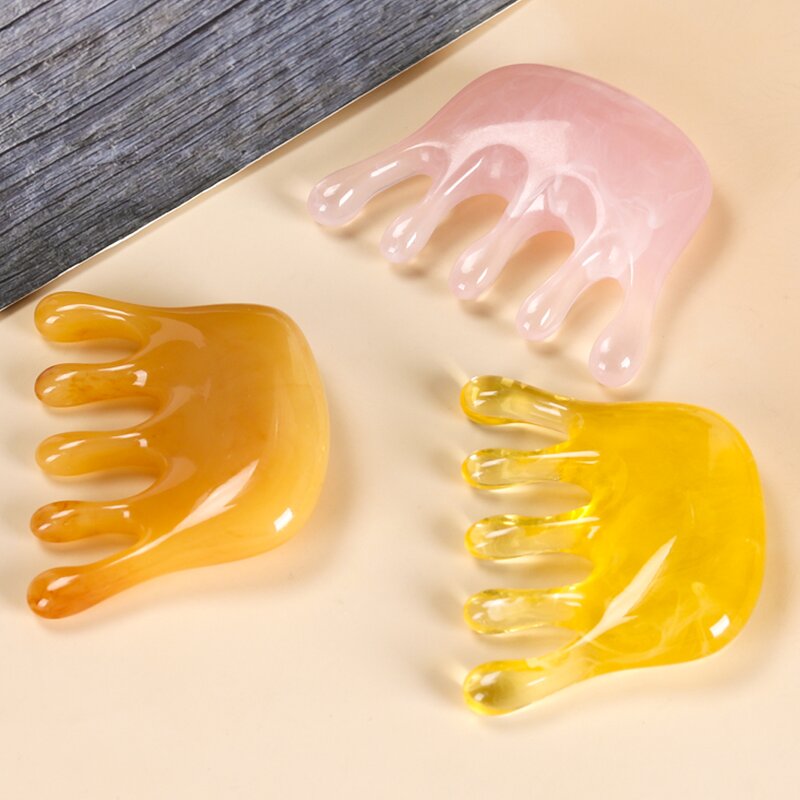 Buffalo Horn Comb - Five Teeth Meridian Wide Tooth Scalp Scraping Tool