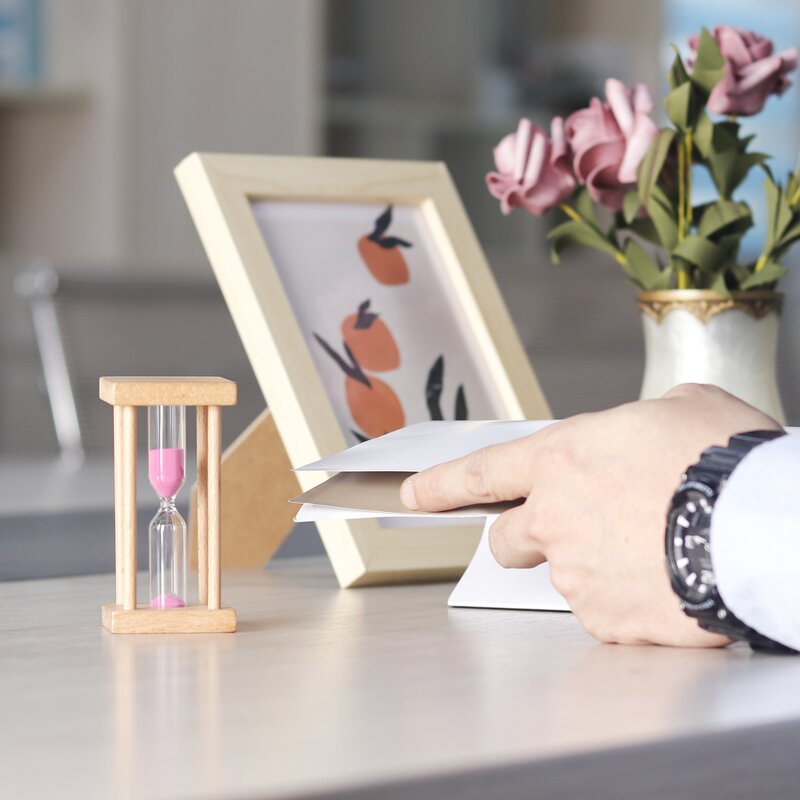 Square Wooden Hourglass - 1/3/5 Minute Tea Coffee Kids Teeth Brush Timer