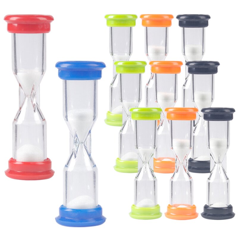 Kids Plastic Sand Timer - 6 Pcs 60s-5Min Short Delivery Colorful Hourglass
