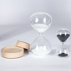 Big Glass Hourglass - 15/30/60 Minute Colorful Wood Base Desktop Decor