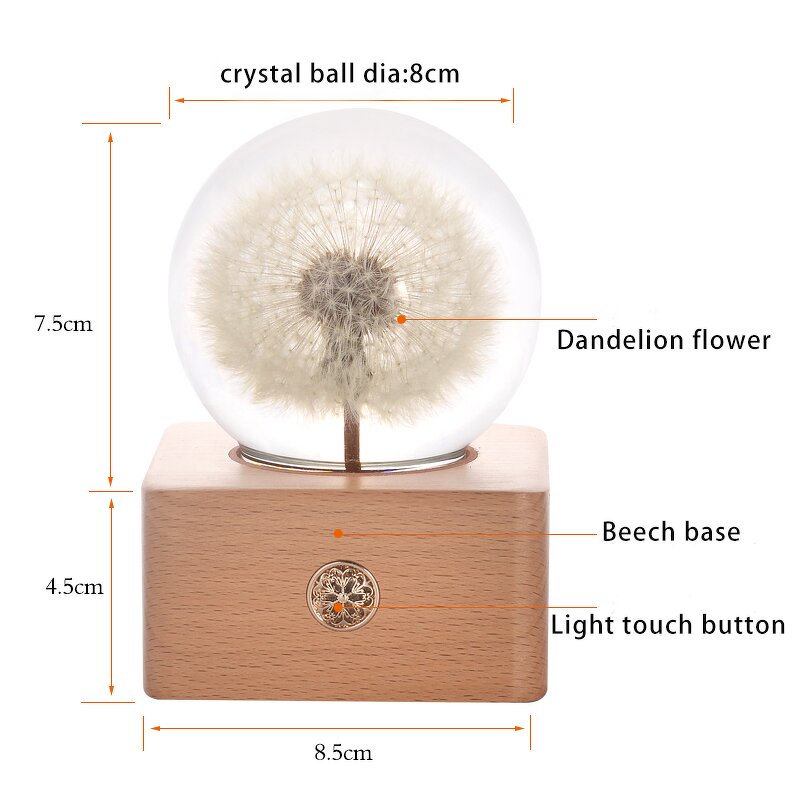 Christmas Resin Ball Speaker - Wood Base Night Light Music Box Decoration