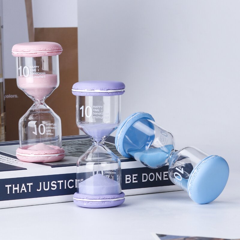 Cartoon Macaron Sand Clock - 5/10/15/30 Min Plastic Colorful Glass Hourglass