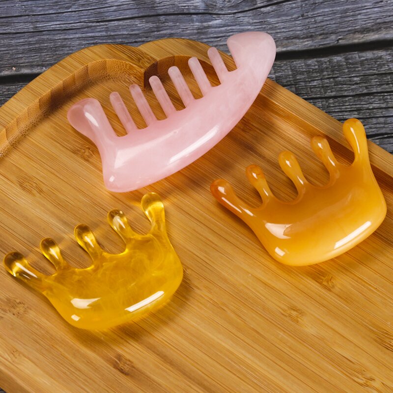 Buffalo Horn Comb - Five Teeth Meridian Wide Tooth Scalp Scraping Tool