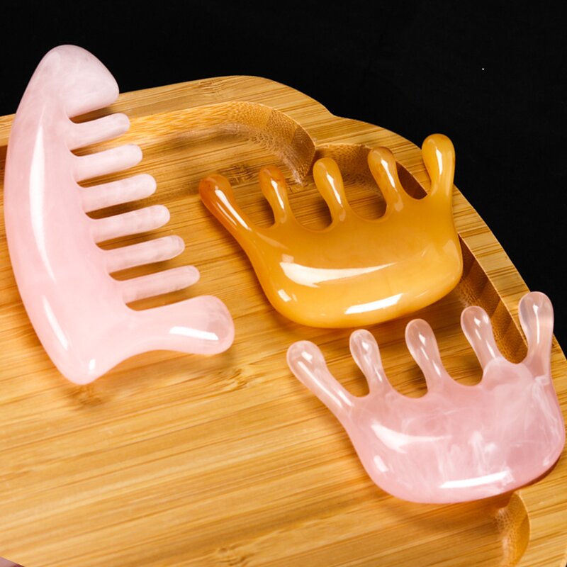 Resin Massage Comb - Custom LOGO Five Teeth Men Women Scalp Therapy Tool