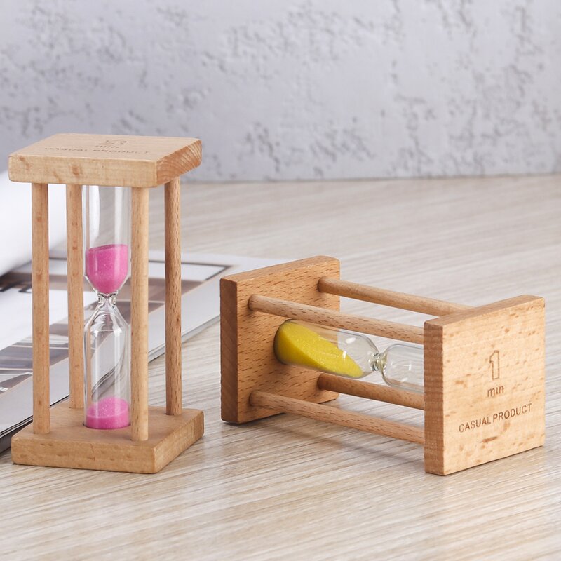 Square Wooden Hourglass - 1/3/5 Minute Tea Coffee Kids Teeth Brush Timer