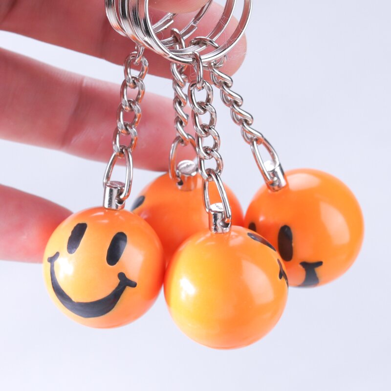 Resin Billiards Keychain - Custom Logo Mini 8 Ball Yellow Smile Pool Keyring