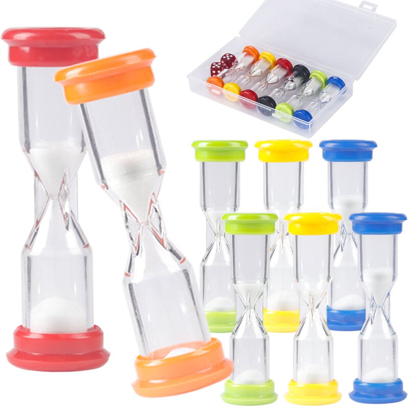 Kids Plastic Sand Timer - 6 Pcs 60s-5Min Short Delivery Colorful Hourglass