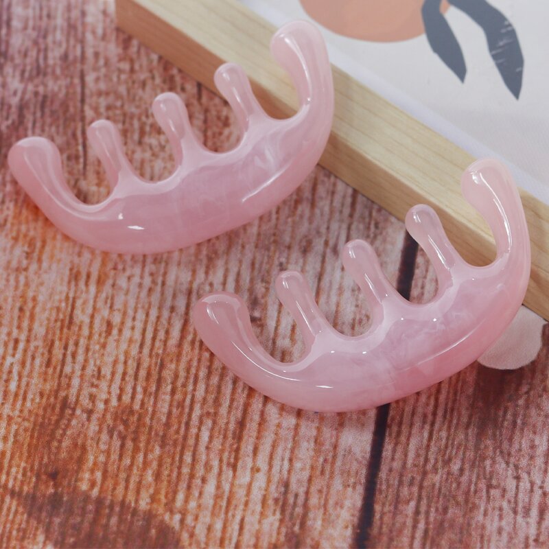 Resin Meridian Comb - Custom Pink Five-finger Eco-Friendly Scalp Massage