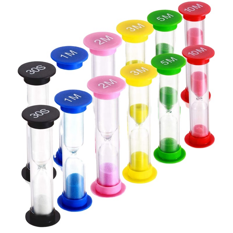 Mini Plastic Sand Timer - 1-5 Minutes Unique Colored Kids Toy Board Game