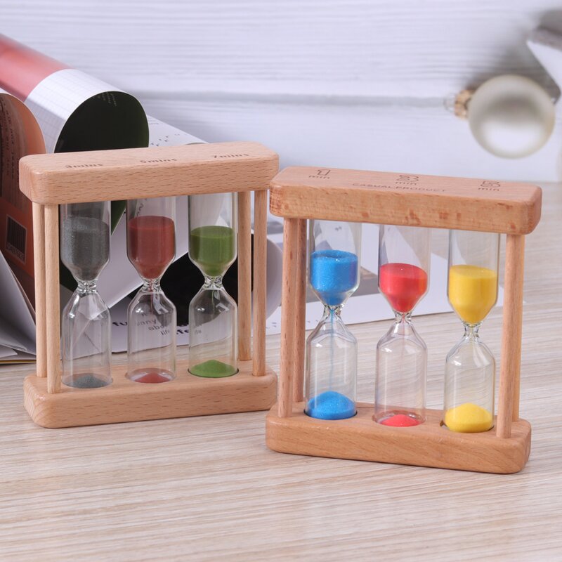 3 in 1 Tea Hourglass - Short Delivery Wooden Frame 3/4/5 Minute Sand Timer