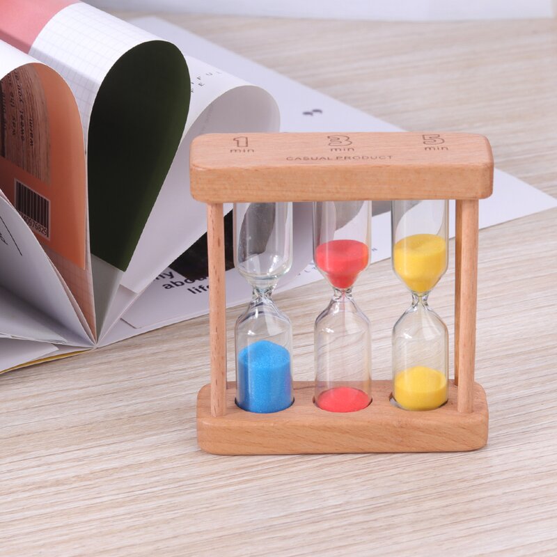 3 in 1 Tea Timer - Custom 3/4/5 Minute Conjoined Wooden Hourglass