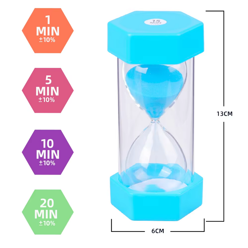 Hexagonal Sand Timer - Anti-fall Plastic 5/10/15/30 Minute Kids Game