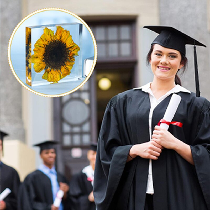 Resin Cube Paperweight - Natural Flower Real Dandelion Sunflower Christmas