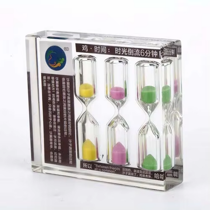 3 in 1 Acrylic Tea Timer - Hot Sale Custom 1 Minute Sand Clock Hourglass