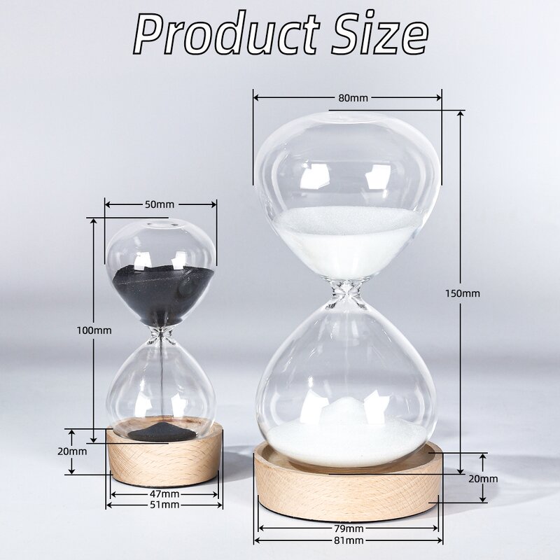 Magnetic Sand Timer - 1/15/30 Min Transparent Brass Wood Base Hourglass