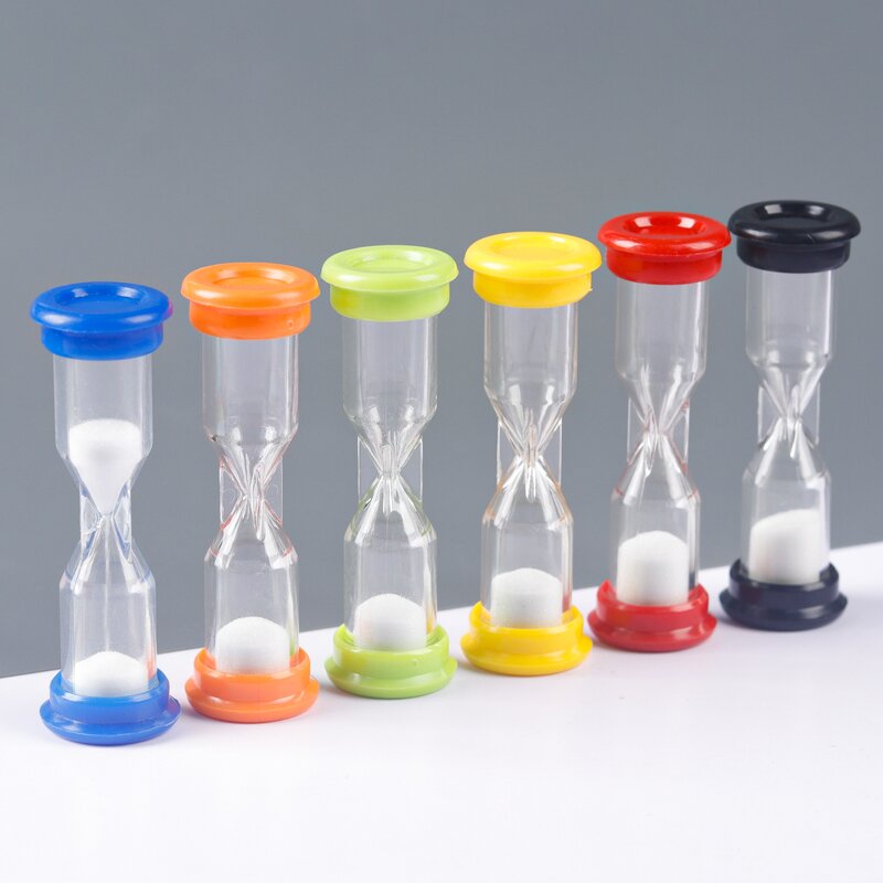 Kids Plastic Sand Timer - 6 Pcs 60s-5Min Short Delivery Colorful Hourglass