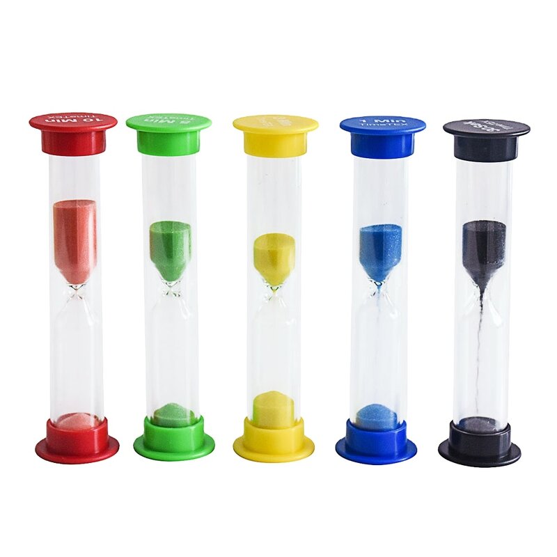 Mini Plastic Sand Timer - 1-5 Minutes Unique Colored Kids Toy Board Game