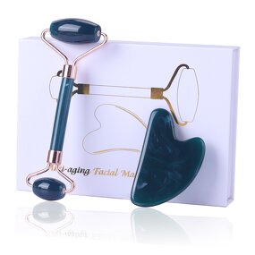 Resin Facial Massager Set - High Quality Jade Roller with Box Packaging