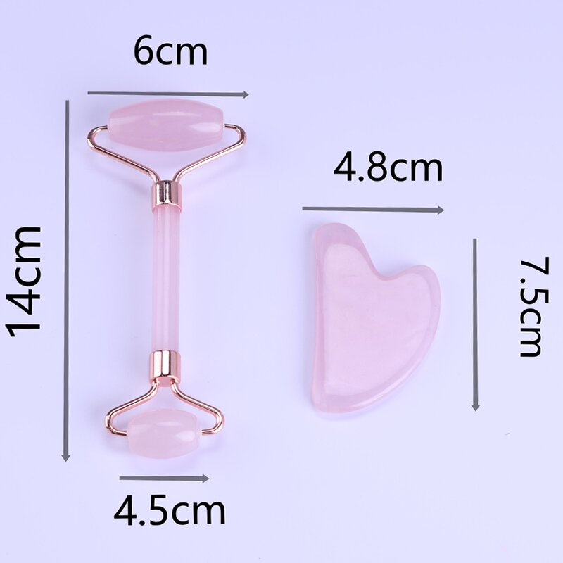 Crystal Jade Roller Set - Hot Selling Custom Logo Pink Guasha Board Massage