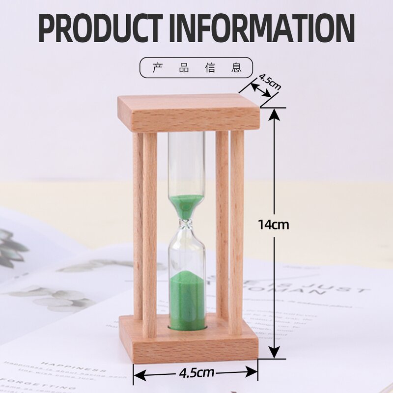 Square Wooden Hourglass - 1/3/5 Minute Tea Coffee Kids Teeth Brush Timer