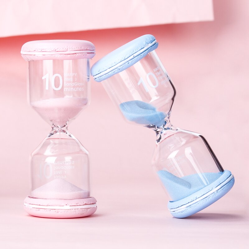Cartoon Macaron Sand Clock - 5/10/15/30 Min Plastic Colorful Glass Hourglass