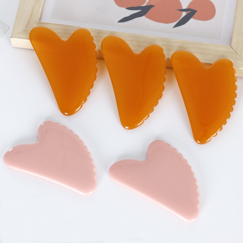 Resin Gua Sha Set - Custom Logo Heart Shape Muscle Scraping Crystal Tool