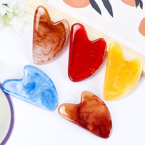 Resin Heart Gua Sha Board - Imitate Jade Face Body Puffiness Reduction Tool