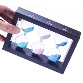 3 in 1 Tea Sand Timer - Large 1/3/5 Minute Square Wooden Frame Hourglass