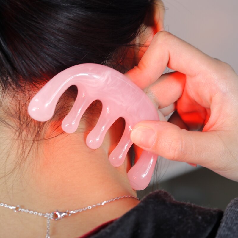 Resin Guasha Comb - Wholesale Pink Portable Scalp Head Neck Body Massager