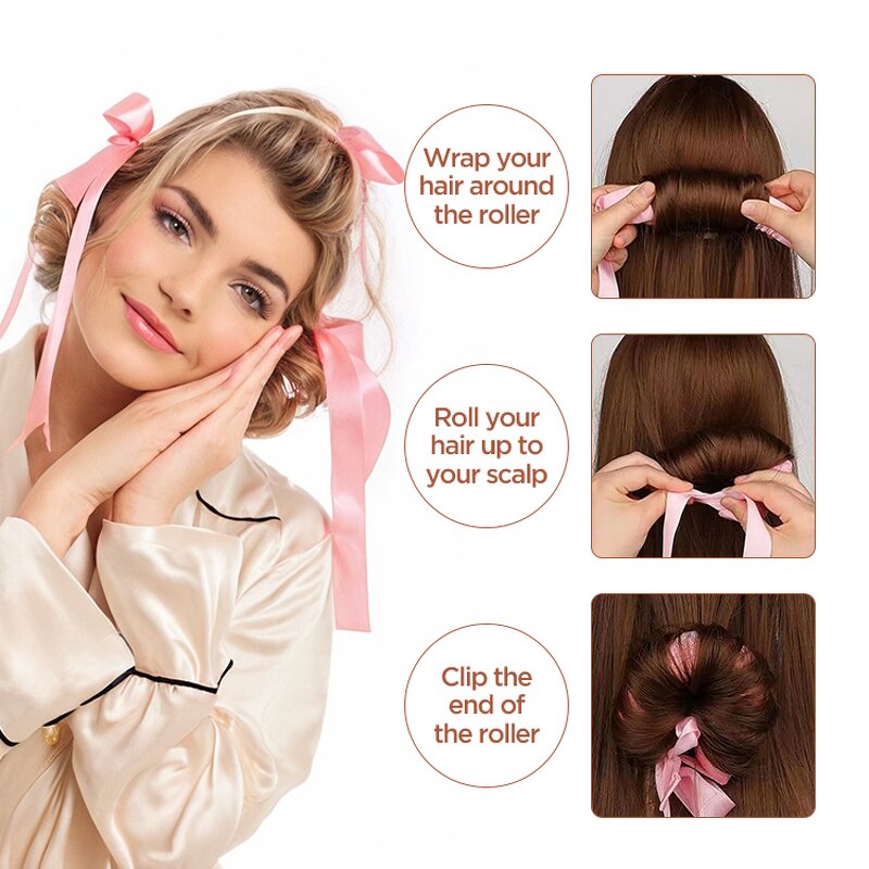 Heatless Curling Rod Set - With Hair Claw Clip Lazy Natural Soft Wave Tool