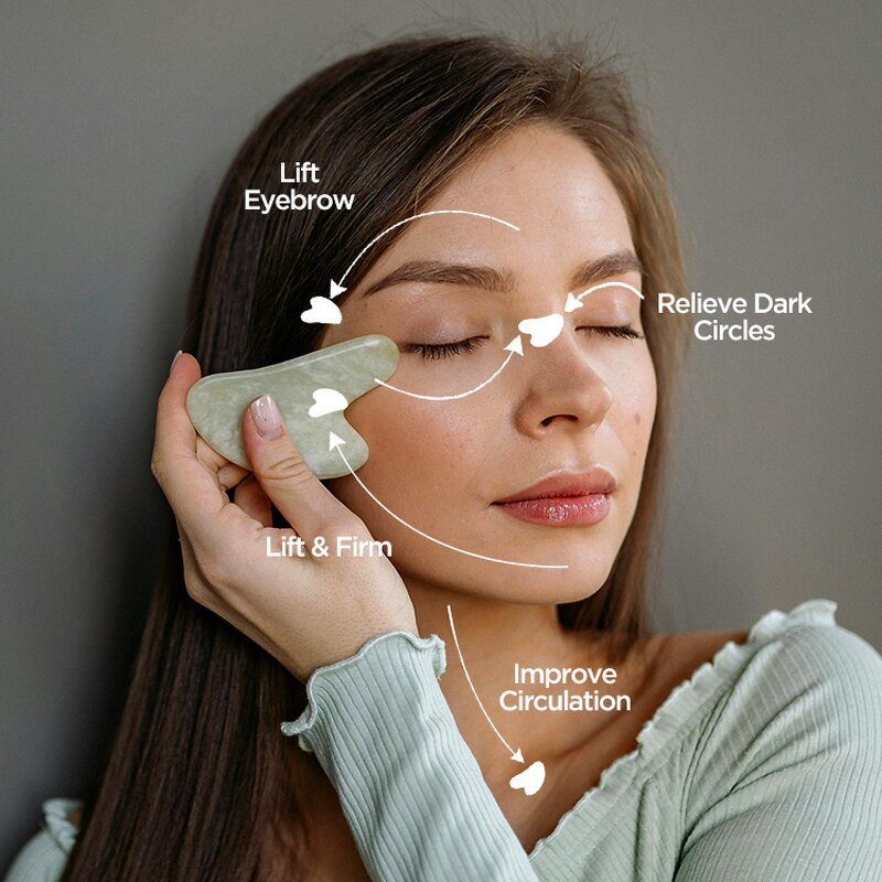 Azure Stone Gua Sha Tool - Natural Heart-shaped Eye Scraping Facial Massage Set