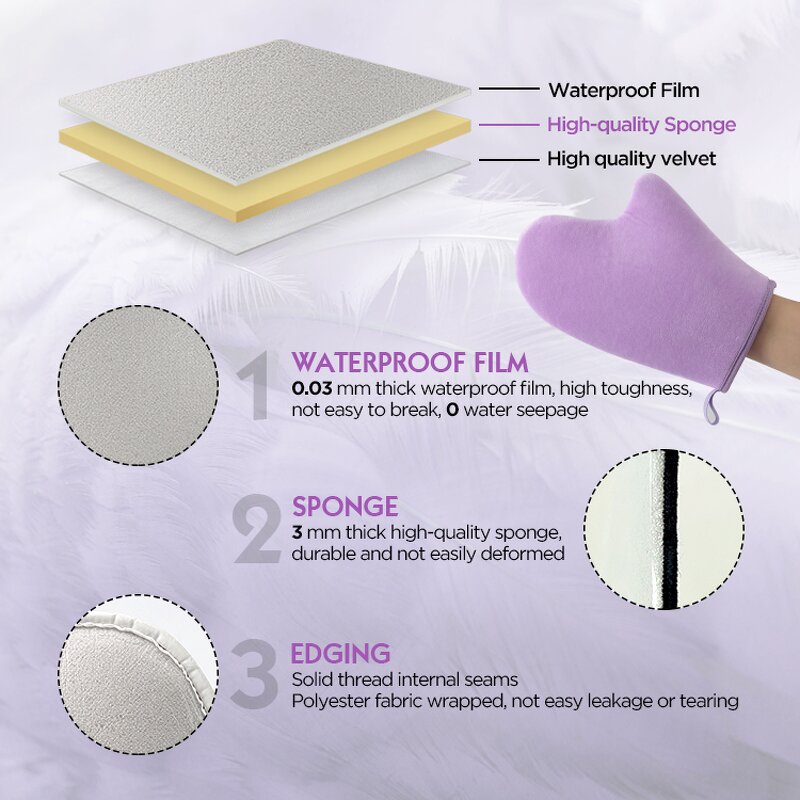 Velvet Tanning Gloves - Private Brand Waterproof Even Application Mittens